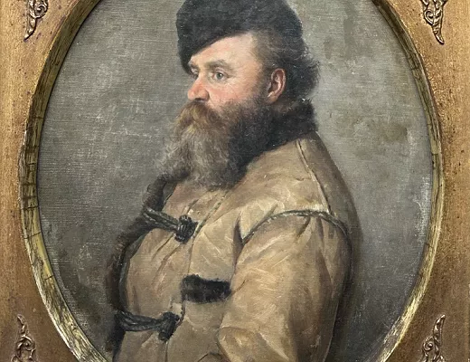 Portrait d'homme russe au vêtement de fourrure 